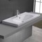 Drop In Bathroom Sink, White Ceramic, Modern